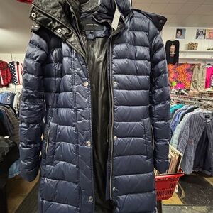 Andrew Marc Sage Furs Midnight Blue Down Puffer Coat XS